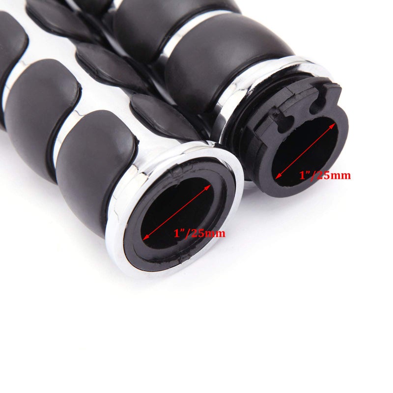 MISS MOLY Pair of 1" Dual Chrome Motorcycle Bar End Hand Grips Handlebar Compatible with Cruisers Harley Yamaha Suzuki - Image 4
